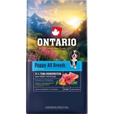ONTARIO Puppy All Breeds Monoprotein Tuna & Sweet Potatoes 6, 5 кг