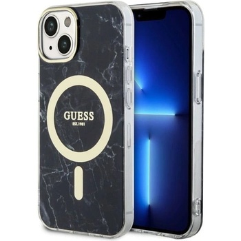 GUESS Кейс Guess GUHMP14SPCUMAK за iPhone 14 6.1"", черен / черен, твърд, Marble MagSafe (GUE002781-0)