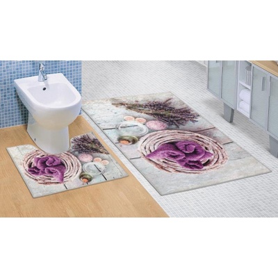 Bellatex koupelnová předložka 3D tisk sada Levandule - 60x100 60x50cm