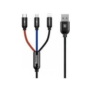 Baseus Cable USB Baseus 3w1 USB-C / Lightning / Micro 3, 5A 0, 3m Black