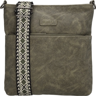 Beagles Malaga dámska crossbody taška s dekoratívnym popruhom olivová 26 5 cm