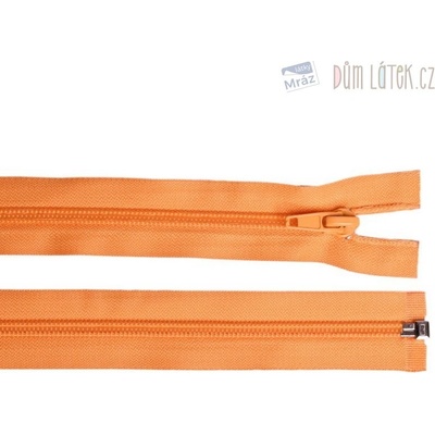 Zips špirálový 6mm deliteľný 70 cm oranžový