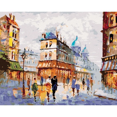 Zuty malování Podle čísel Pohled Na Ulici Paříž 40 x 50 Cm Plátno Rám