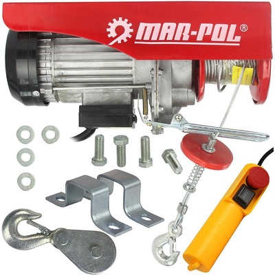 MAR-POL Лебедка въжена електрическа, mar-pol m80790, 1200w, 300/600 кг, 12 м (m80790)