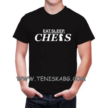 Image 1 of Fruit of the Loom Тениска с надпис - Eat. Sleep. Chess