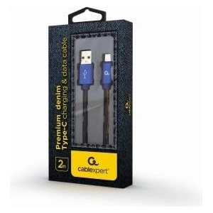 Gembird CC-USB2J-AMCM-2M-BL Gembird USB -C cable (metal plugs, denim nylon braid - jeans) 2m