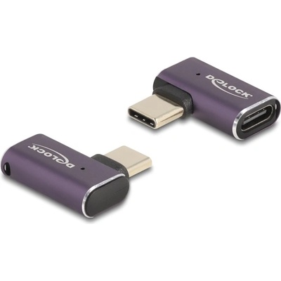 Delock USB адаптер 40 Gbps USB Type-C PD 3.1 240 W с щепсел - с втулка, извит наляво / надясно 8K 60 Hz метал