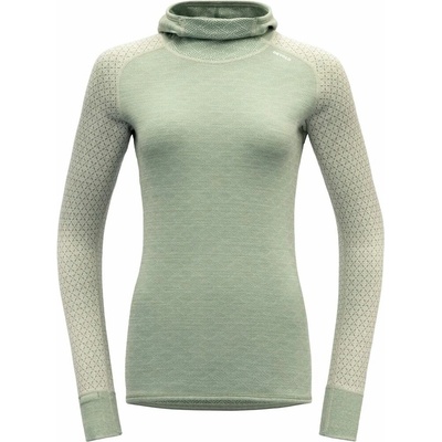 Devold Kvitegga Merino Woman Hoodie raw white zelené