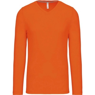 Kariban VINTAGE V-NECK K358 pánské tričko s dlouhým rukávem orange