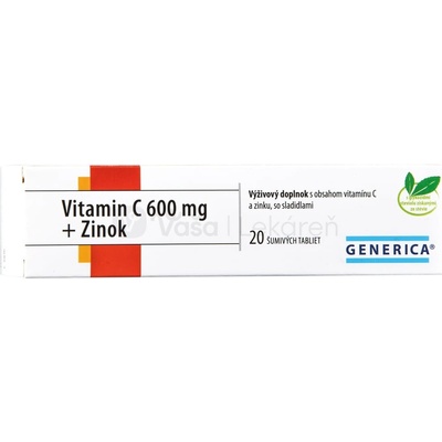 Generica Vitamin C 600 mg + Zinok eff. 20 tabliet
