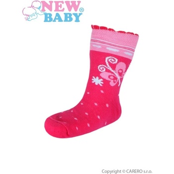 NEW BABY dětské bavlněné ponožky růžové s motýlem růžové