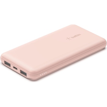 Apple Belkin BOOST CHARGE (10000 mAH) Power Bank with USB-C 15W - Dual USB-A - 15cm USB-A to C Cable - Pink (BPB011btRG)