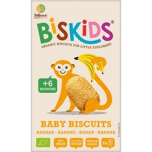 BISkids BIO детски пълнозърнести бисквити с банан без добавена захар 6M+, 120 г