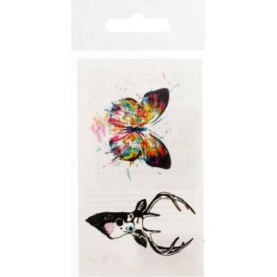 Paper Design Tetovací obtisky Motýl Jelen 6,5 x 13,5 cm