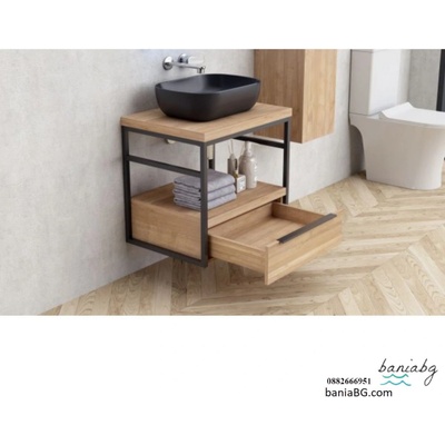 Inter Ceramic Долен конзолен pvc шкаф за баня icp 6056-039 КОМО+ 887black