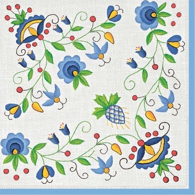Ubrousek 33x33cm Folklor výšivka do modra – Zboží Dáma
