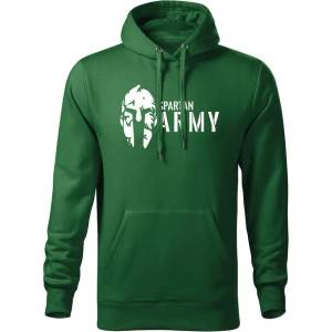 DRAGOWA мъжки суитшърт с качулка Spartan Army, зелен, 320г/м2 (5734)