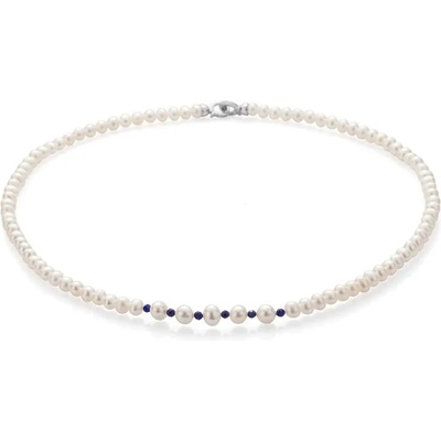 Swan Колие със сладководни бели перли и полускъпоценни камъни лапис RLOVENWG Swan