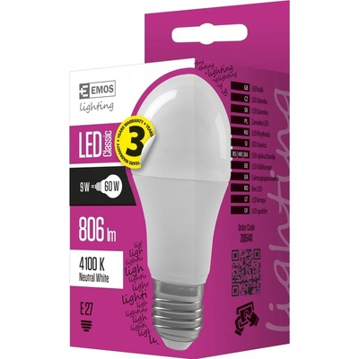 Emos LED žárovka Classic A60 9W E27 neutrální bílá