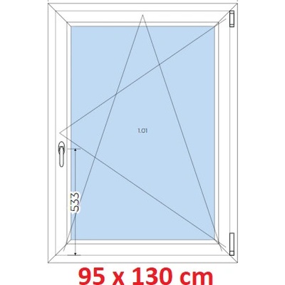 Soft Plastové okno 950 x 1300 mm, otevíravé a sklopné, Bílá