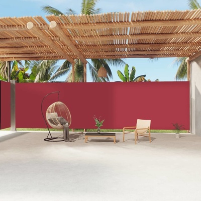 vidaXL Zatahovací boční markýza červená 220 x 1 200 cm