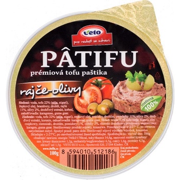 Veto Patifu Paštika tofu rajče a olivy 100 g