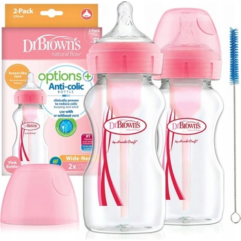 Dr.Brown´s láhev antikolik Options široké hrdlo plast růžová 2x270ml