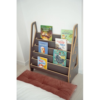 Vingo Otevřená montessori knihovna pro děti od 1 roku (šedá), 83x90 cm