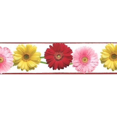 IMPOL TRADE B 83-09 Samolepící bordura gerbery, rozměr 5 m x 8,3 cm – Zboží Dáma