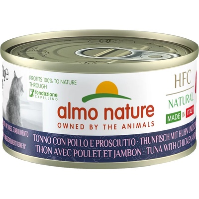Almo Nature 24x70г Made in Italy Almo Nature HFC, консервирана храна за котки - риба тон, пилешко месо и шунка