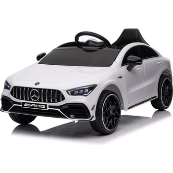 ROLLZONE Mercedes CLA 45 S AMG 12V - Детска акумулаторна кола, Бяла, EVA гуми, 4x4 (XMX628-бял)