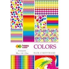 Happy Color Blok se vzorovanými papíry colors 80g/m2 A4 15 listů 27 vzorů HA 3808 2030 C