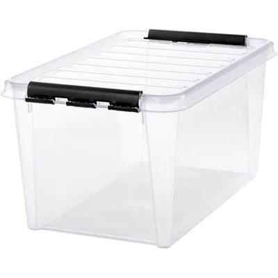 SMARTSTORE Пластмасова кутия за съхранение, 47 литра, с черни дръжки, SMARTSTORE "Classic 45", прозрачна 3476070 (3476070)