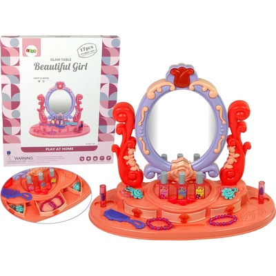 Lean Toys Toaletný stolík so zrkadlom a doplnkami