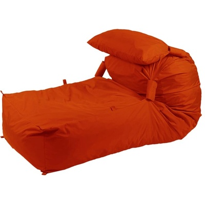 Pufrelax Пуф легло и декоративна възглавница Yoga XL, мемори микс, водоустойчив, Оранжев неон