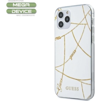 GUESS Гръб Guess CHAIN COLLECTION за iPhone 12 / iPhone 12 Pro, Бял (GUHCP12MPCUCHWH)