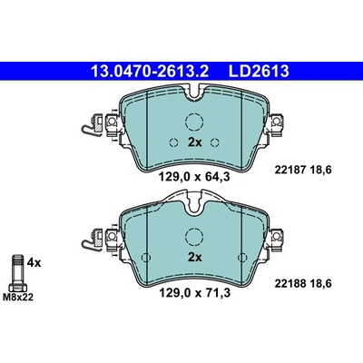 ATE Sada brzdových destiček, kotoučová brzda ATE Ceram 13.0470-2613.2