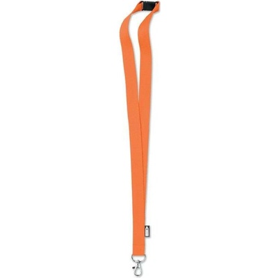 Snúrka na krk s karabínkou z RPET, oranžová