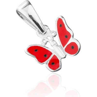 Šperky eshop Přívěsek ze stříbra 925 červený motýl X19.9