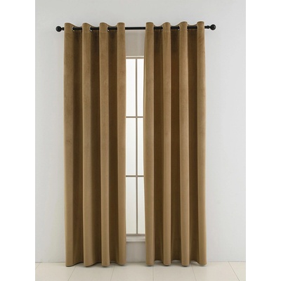 MKLuzkoviny.cz Sametové zatemňovací závěsy Cesar hnědé - 140 x 250 cm (2ks) - kroužky – Zboží Dáma