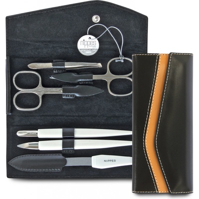 Nippes Solingen manikúra 6 dílná stříbrná černá kůže sada – Zboží Mobilmania