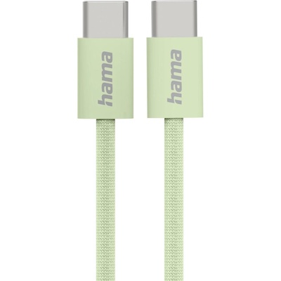 Hama Кабел за зареждане "Fabric", USB-C - USB-C, 1 m, Nylon, зелен (201726)