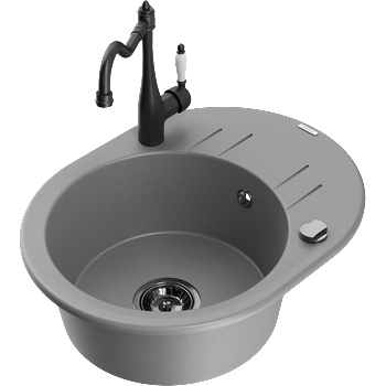 Mexen Kevin гранитна мивка с 1 отделение и отцедник с кухненски смесител (6517-71-670700-70-B)