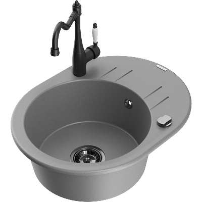 Mexen Kevin гранитна мивка с 1 отделение и отцедник с кухненски смесител (6517-71-670700-70-B)