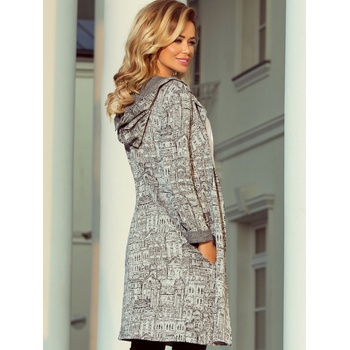 numoco Сиво дамско шарено палто с качулка и джобове Numoco numoco | Siv | ЖЕНИ | S