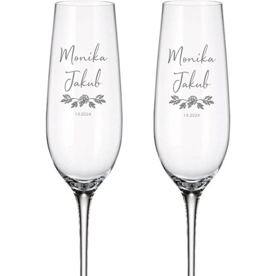 Dekorant Svadobné poháre na šampanské VETVIČKA 2 x 270 ml