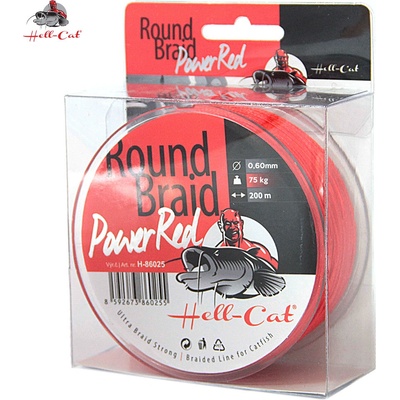 Hell-Cat Šnúra Round Braid Power červená 200m 0,60mm 75kg