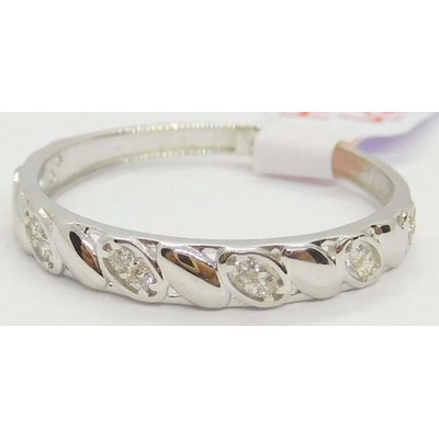 Klenoty Budín Dámský krásný zlatý prsten z bílého zlata se zirkony HK1191