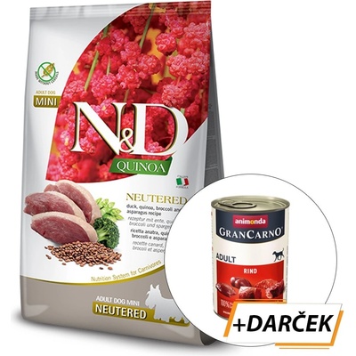 N&D Quinoa Grain Free Adult mini, neutered, duck, broccoli & asparagus 7 kg