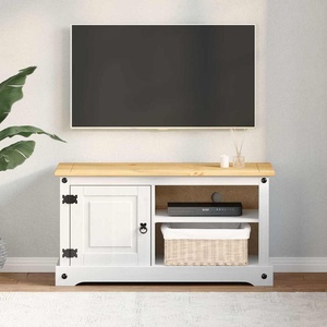 vidaXL ТВ шкаф CORONA 100 x 40 x 52 см Бяло Солидно борово дърво (42021196)
